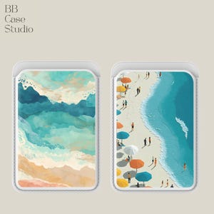 Cartera magnética estética veraniega Magsafe con bonitas vistas al mar para iPhone 16, iPhone 14, iPhone 13 Pro y 12.
