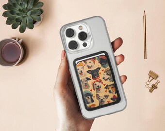 Dog MagSafe Wallet, Cute Dog Bandana Magnetic Card Holder for iPhone 16 15 14 13 12, Funny Dog Mom Gift, MagSafe iPhone Wallet Dog Lover