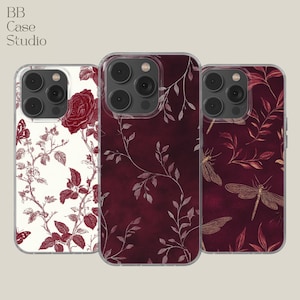 Coque pour portable bordeaux vin rouge pour iPhone 16e, 14, 13, 12, 11, SE, Samsung S25, A15, S21, S23 Ultra, Google pixel 8, 9 Pro