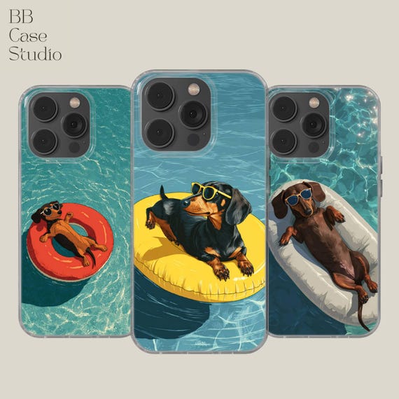 Dachshund Funny Summer Phone Case for iPhone 16 15 14 13 12 11 Pro