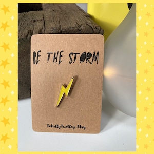 Lightning bolt enamel pin badge positivity pin