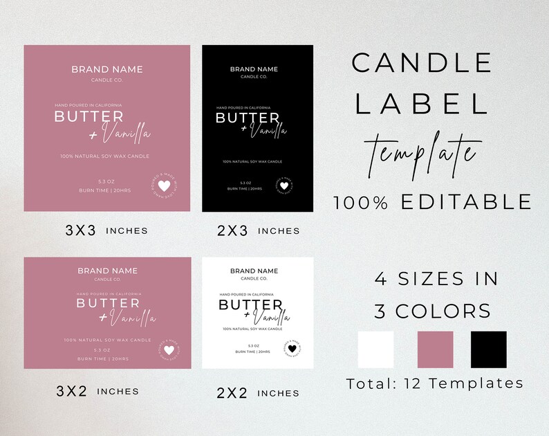Printable Candle Labels Template Editable Modern Candle Label | Etsy