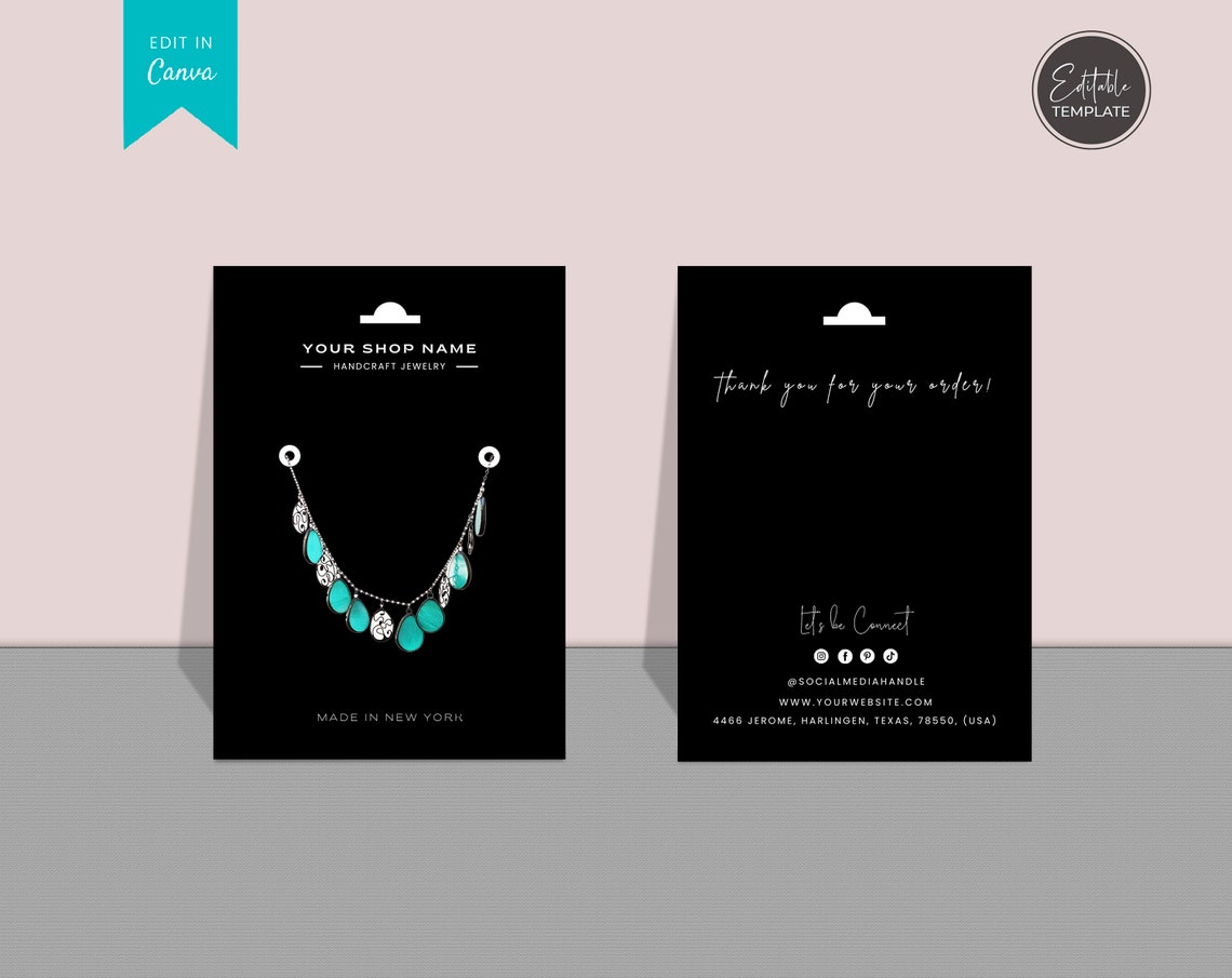 Editable Bracelet Display Card Template Printable Bracelet Etsy