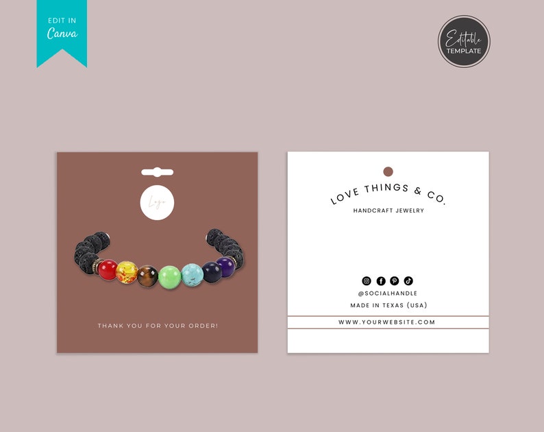 Editable Bracelet Display Card Template Printable Bracelet - Etsy