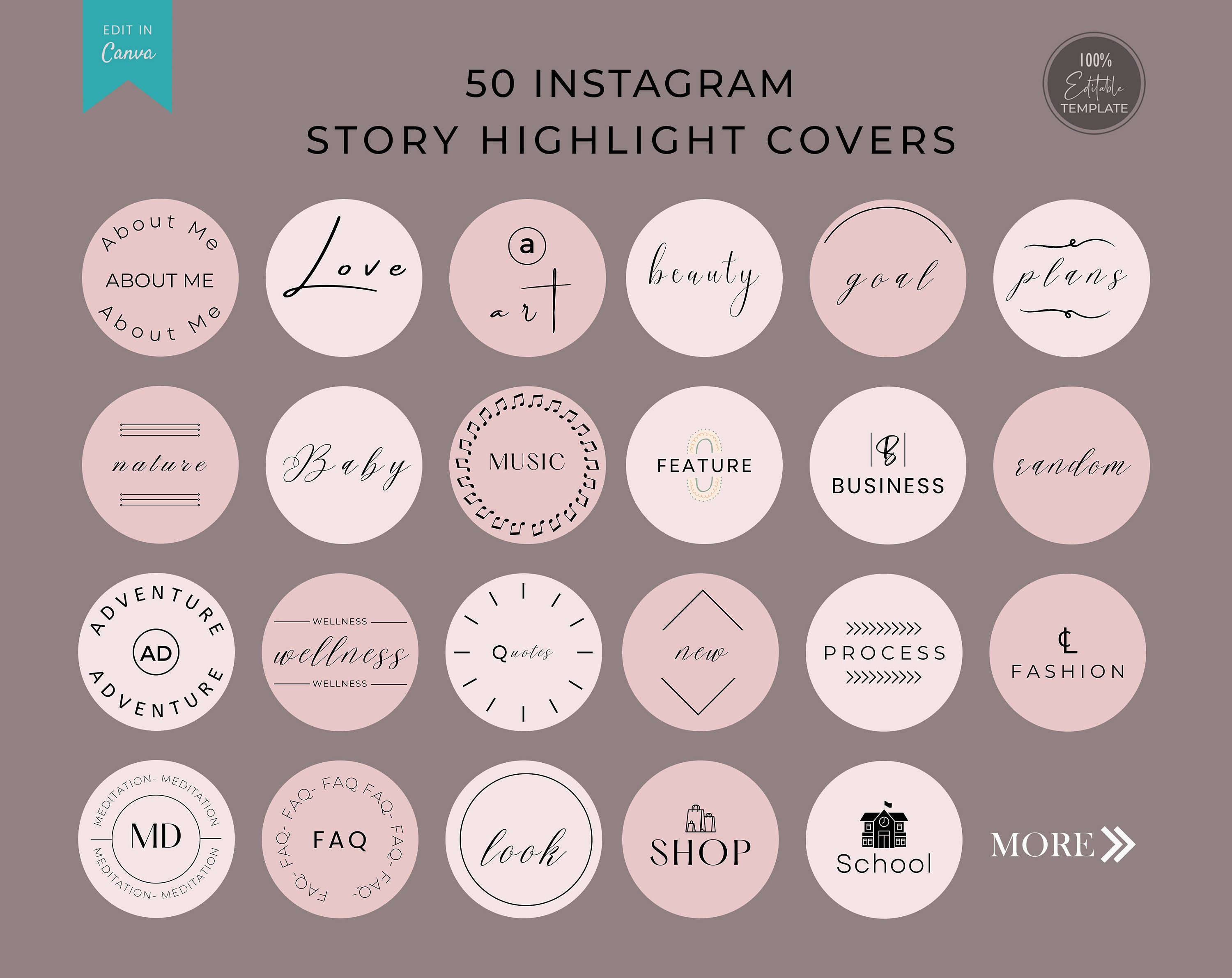 Neutral Boho Instagram Highlight Covers Custom Highlights | Etsy