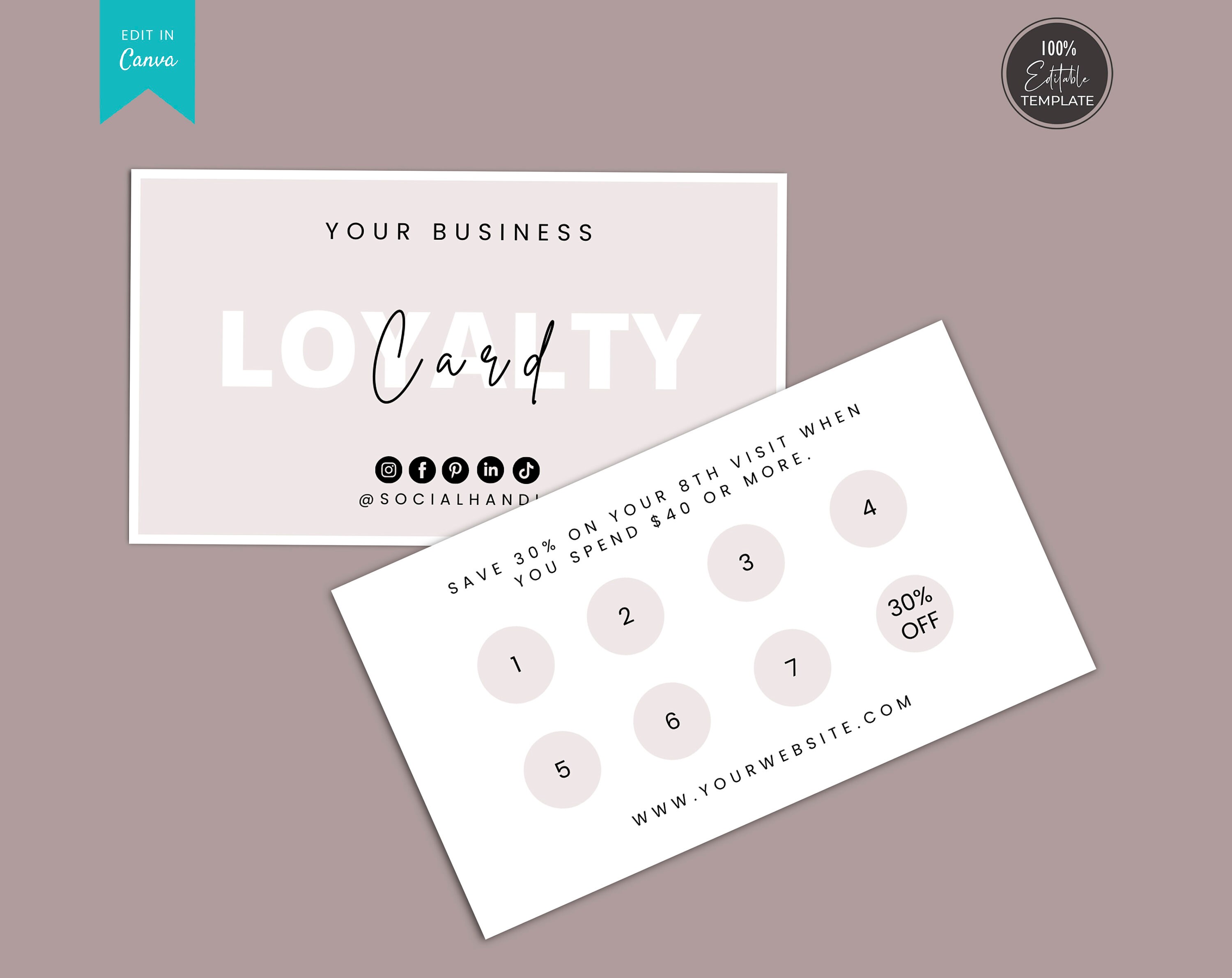Editable Loyalty Card Template Modern Loyalty Card Small Etsy Canada