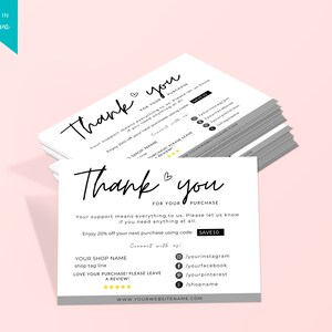 Printable Business Thank You Insert Card Template Small - Etsy