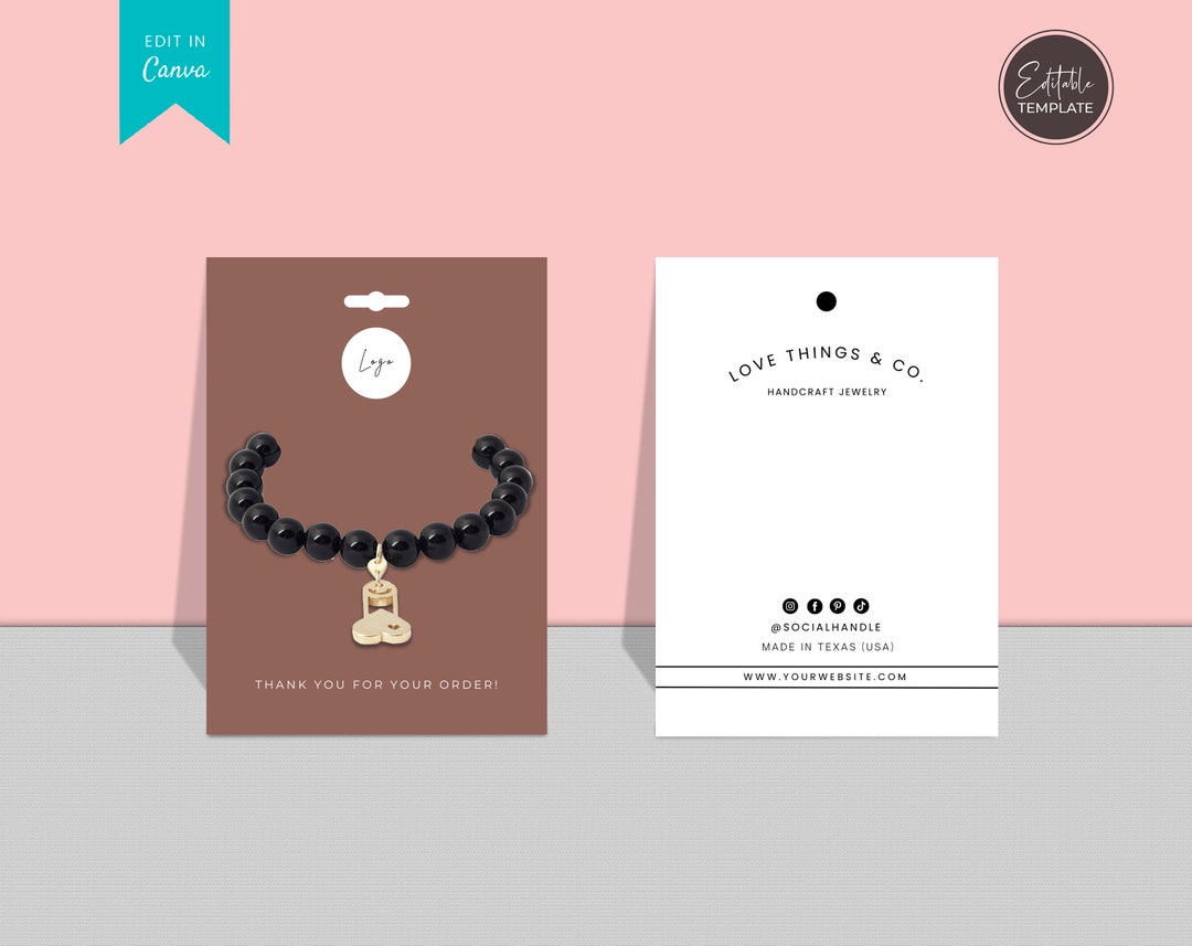 Editable Bracelet Display Card Template Printable Bracelet Etsy