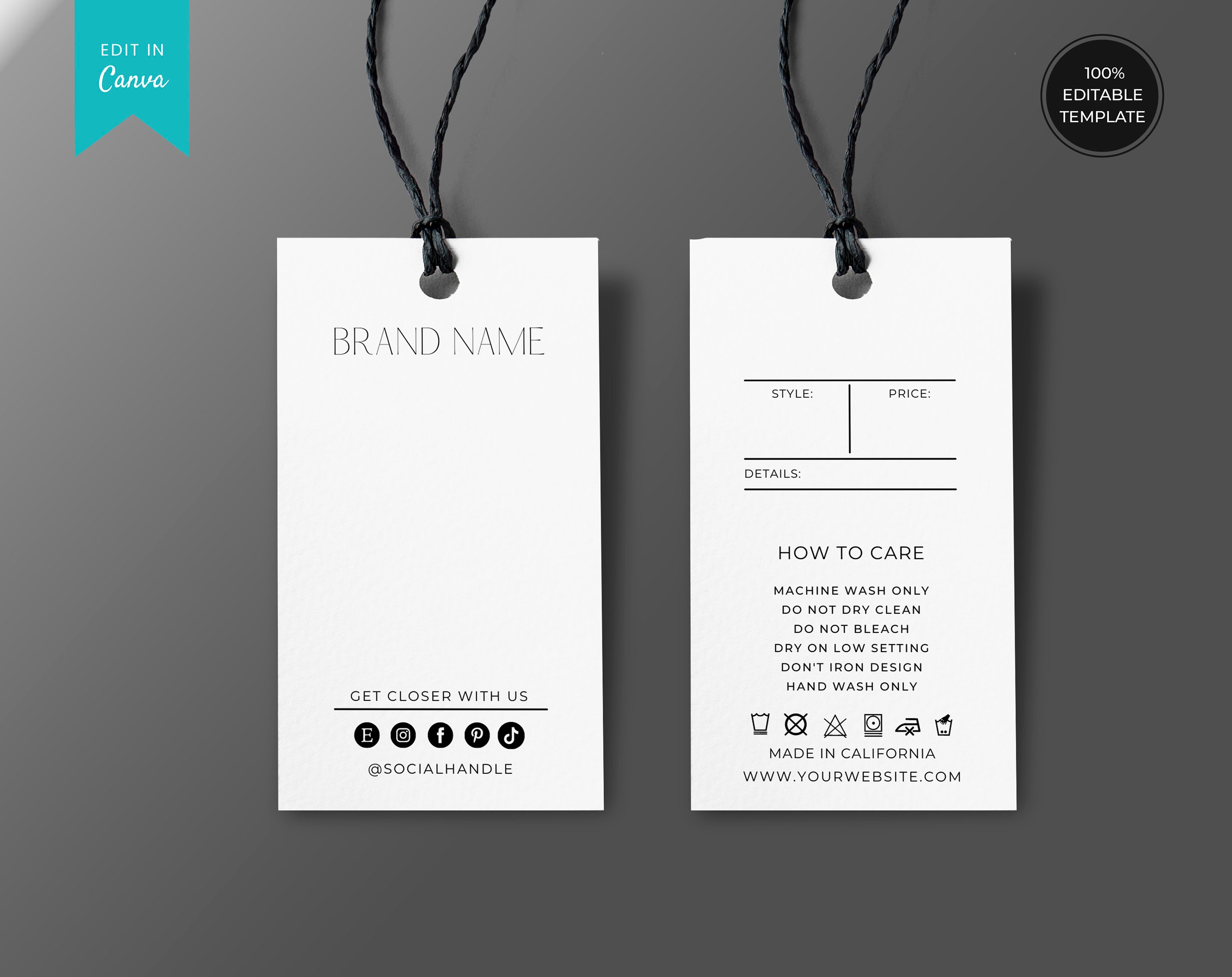 Editable Clothing Hang Tag Printable Custom Clothing Tags Etsy Singapore