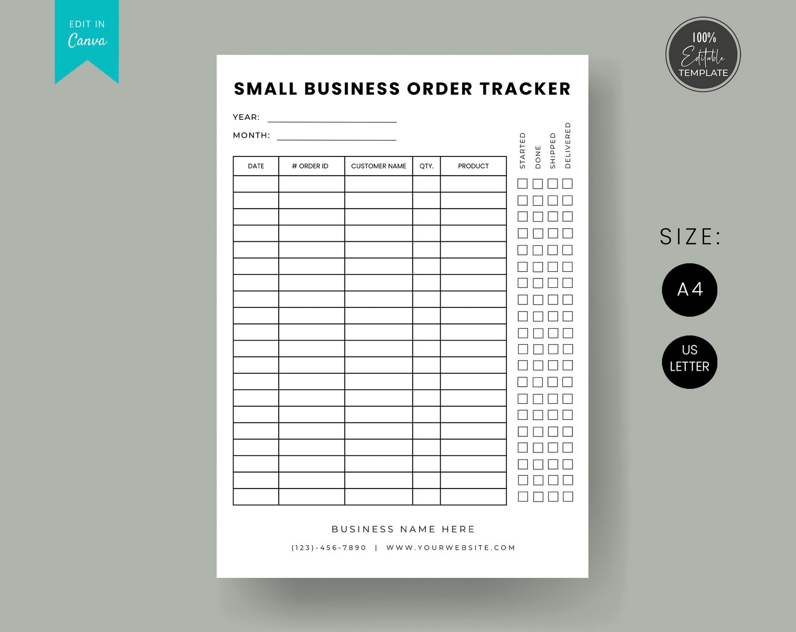 Printable Order Tracker Template Editable Order Tracking - Etsy