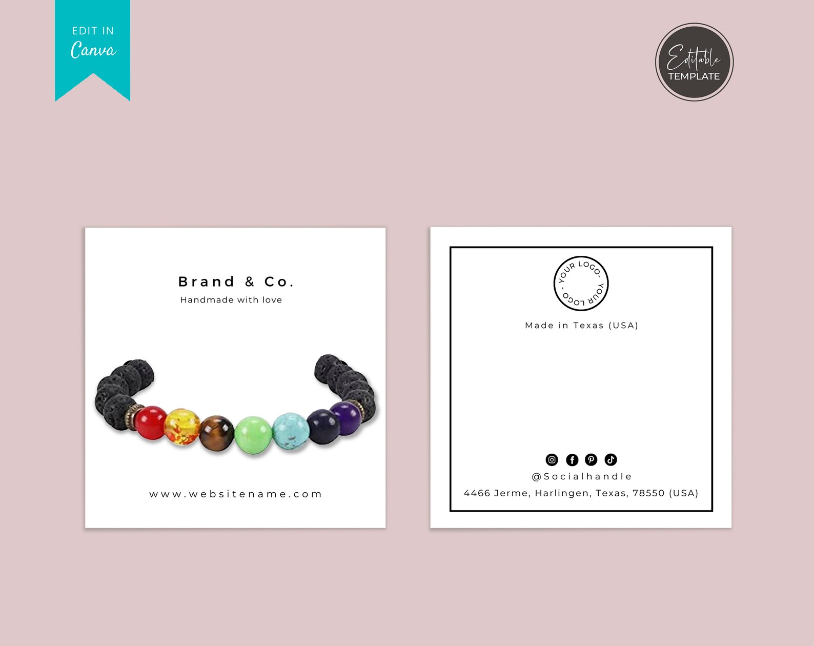 Editable Bracelet Display Card Template Printable Bracelet Etsy