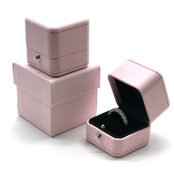 Luxury Vintage Design Soft Leather Ring Box Wedding Ring Box For Proposal  Engagement Gift Box Pink