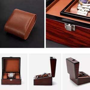 Luxury Vintage Brown Wood Single Slot Watch Box PU Leather Storage Gift ...