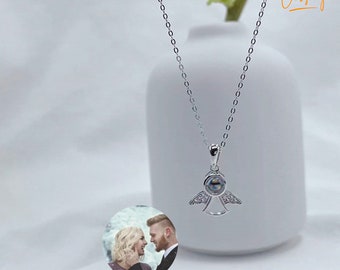 Aangepaste gepersonaliseerde engel projectie ketting, projectie foto ketting voor vrouwen, moeder 's dag cadeau, ik hou van u ketting, Valentijnscadeau