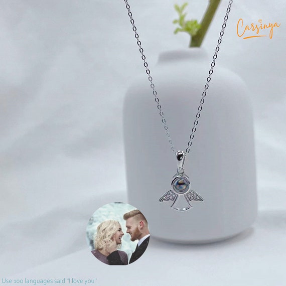 Sterling silver 2024 photo projection necklace