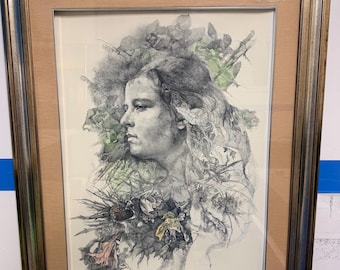 Litografía original de Lorenzo Vespignani – “Marta d’Inverno” 1985 – Edición limitada firmada y numerada (7/10) – Enmarcada