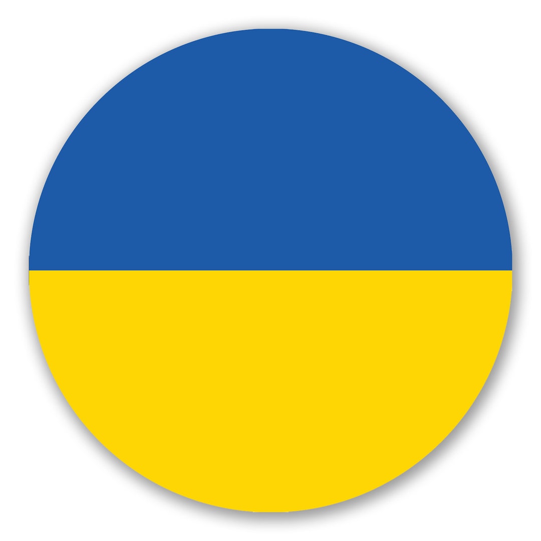 Sticker Sticker Round Flag Ukraine Official Yellow & Blue Etsy