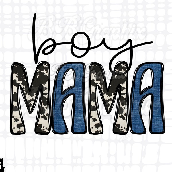 Cow Boy Mama PNG, Boy Mom Design, Western Boy Mama, Printable Waterslide Sticker Sublimation, Mama and Me Design, Retro Sublimation