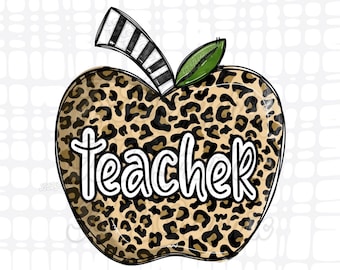 Insegnante Apple PNG, Cheetah Apple png, Design insegnante, Sublimazione png, Insegnante stampabile PNG, Design sublimazione insegnante, Insegnante ghepardo
