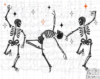 Esqueletos bailando PNG, Diseño de esqueleto de Halloween, Diseño de sublimación de Halloween, Sublimación espeluznante, Esqueletos PNG, Camisa linda de Halloween PNG