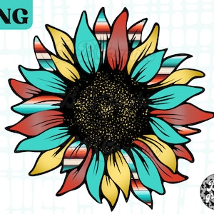 Serape  Sunflower PNG, Sublimation design, Serape Flower, Design elements, Sunflower Digital Download, Sunflower printable