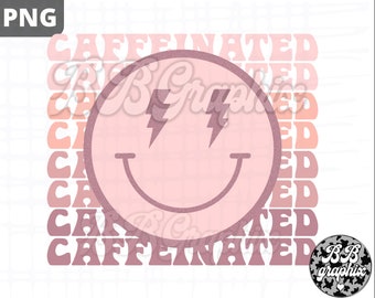 Coffee Retro Smiley PNG, Caffeinated png, Stacked Sublimation Design, Retro PNG, Coffee Addict png, Coffee Lover PNG, Iced Coffee Design