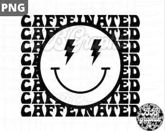 Coffee Retro Smiley PNG, Caffeinated png, Stacked Sublimation Design, Retro PNG, Coffee Addict png, Coffee Lover PNG, Iced Coffee Design