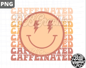 Coffee Retro Smiley PNG, Caffeinated png, Stacked Sublimation Design, Retro PNG, Coffee Addict png, Coffee Lover PNG, Iced Coffee Design