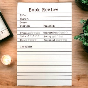 Book Review Sticky Notepad 4"x6" Typewriter Dark Brown and White Reading Notepad Bookish Gift Book Lover Notepad Reader Stationery