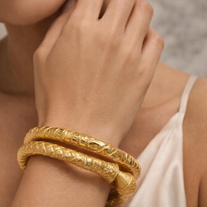 Beautiful kada Bangle pair rajwadi - non-Openable-Unparalleled Quality and Craftsmanship/hollow bala/goldplated bracelet/chur