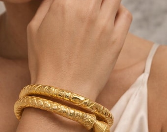 Belle paire de bracelets joncs kada rajwadi - qualité et savoir-faire inégalés ne s'ouvrant pas/bala creux/bracelet plaqué or/chur