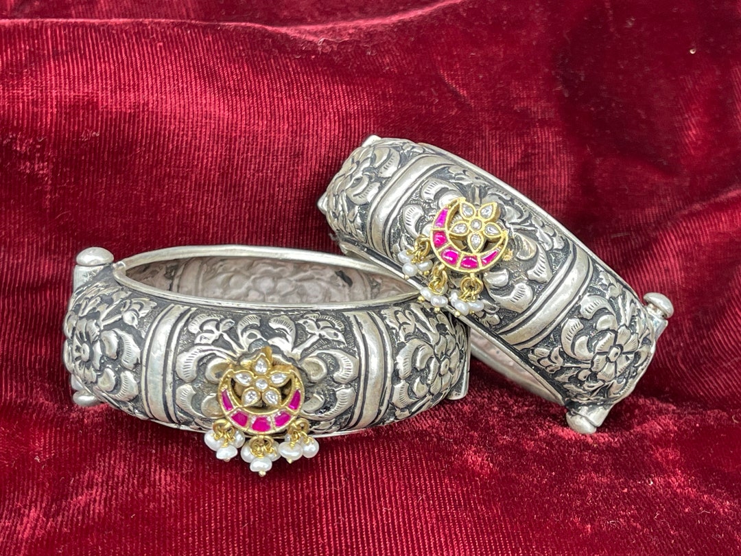 92.5 Silver Kada/bangle/ Bangle/ Rajwadi Bracelet/openable Antique