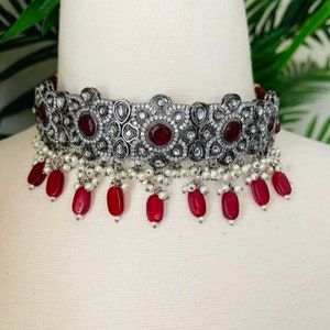 Dabi Kundan Perlenhalsketten-Set / Kundan Halskette / leichte / viktorianische Ohrringe / indischer Schmuck / indische Halskette / Sabyasachi