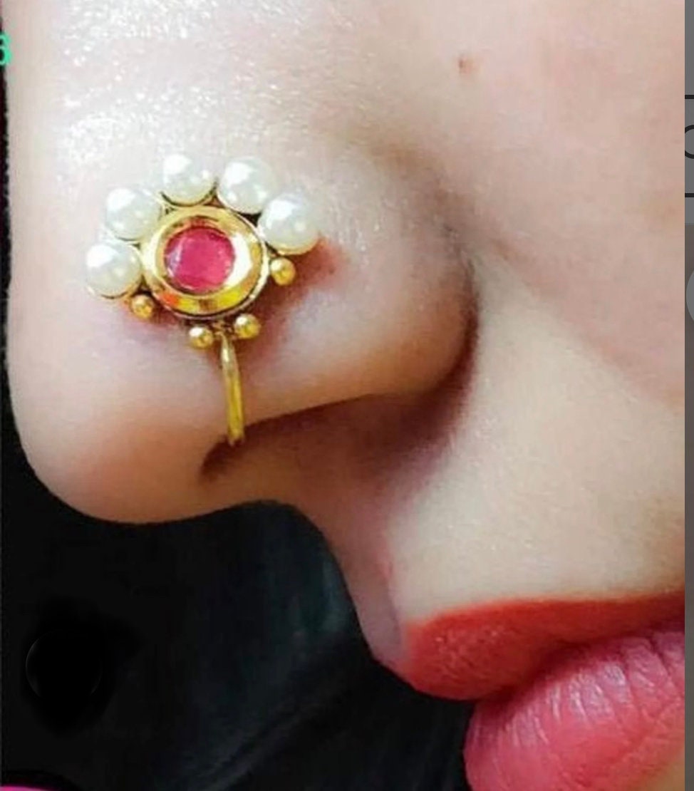 Nathani gold ring ornament used in nostril ,Lavasa,Poona,Mahrshtra,India  Stock Photo - Alamy