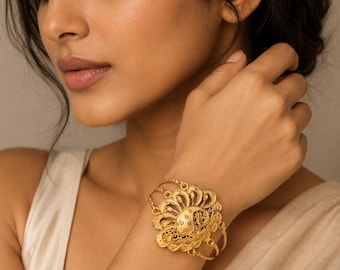 Beautiful bracelet  will fit 2.4-2.8/goldplated bracelet/mantasha/mayur peacock motif/gold design inspired