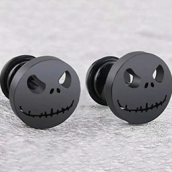 Jack Skellington Earrings; 10mm Diameter