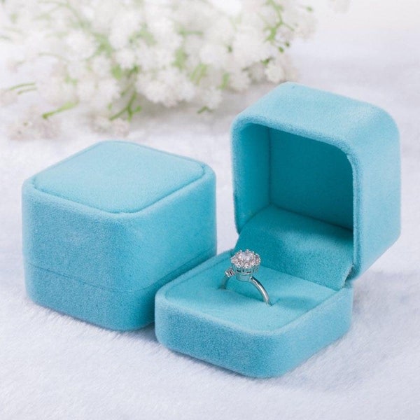 Velvet Ring Box, Simple Classic Ring Box, Jewelry Box, Ring Box, Gift Box, Fit All Sizes Rings (Size: 1.75”H*2”W*2.25”L)