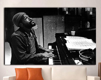 Marvin Gaye Singing Concert Black and White Poster Wall Art Print 