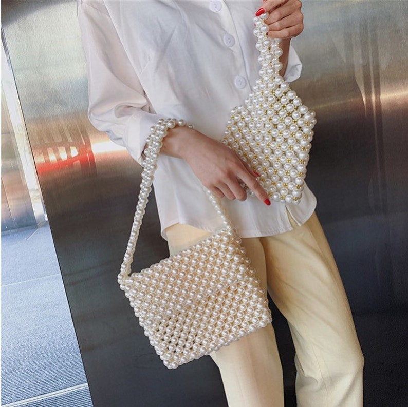 Pearl Beaded Bag Handmade pearl Handbagchain Pearl - Etsy