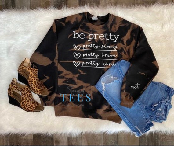 Be Pretty Black/bleached Sweatshirt Women's Black - Etsy