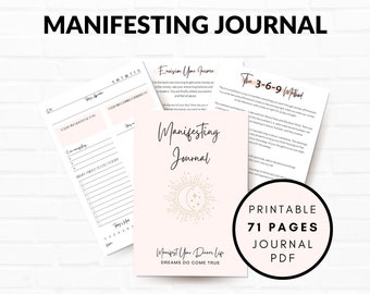 Diario de manifestación imprimible, Diario de manifestación, Guía de manifestación digital, Libro de trabajo de la ley de atracción, Planificador de manifestación PDF