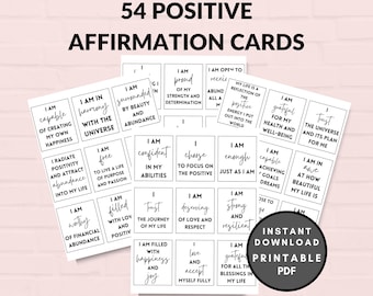 Positive Affirmation Cards Printable, Positive Affirmation Card Deck, Vision Board Printables, Digital Cards For Law Of Attraction