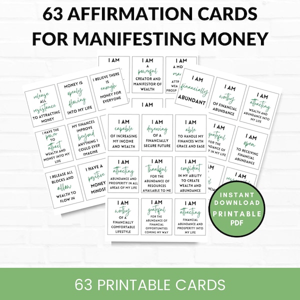 Money Affirmation Cards Printable, Affirmation Cards For Money, Wealth, Prosperity & Abundance, Money Manifestation, Vision Board Printables