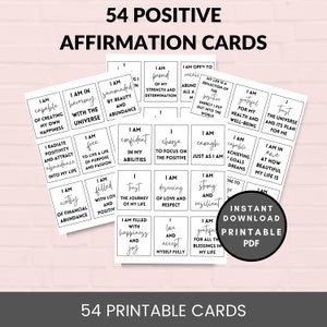 Positive Affirmation Cards Printable, Positive Affirmation Card Deck, Vision Board Printables, Digital Cards For Law Of Attraction
