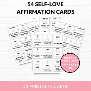 Tarjetas de afirmación de amor propio imprimibles, tarjetas de afirmación positiva, imprimibles de tablero de visión, tarjetas para la ley de atracción, tarjetas de amor propio
