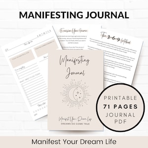 Manifestation Journal Printable, Manifesting Journal, Digital Manifestation Guide, Law of Attraction Workbook, Manifesting Planner PDF