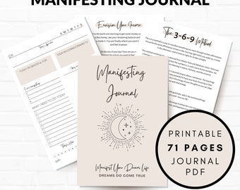 Diario de manifestación imprimible, Diario de manifestación, Guía de manifestación digital, Libro de trabajo de la ley de atracción, Planificador de manifestación PDF