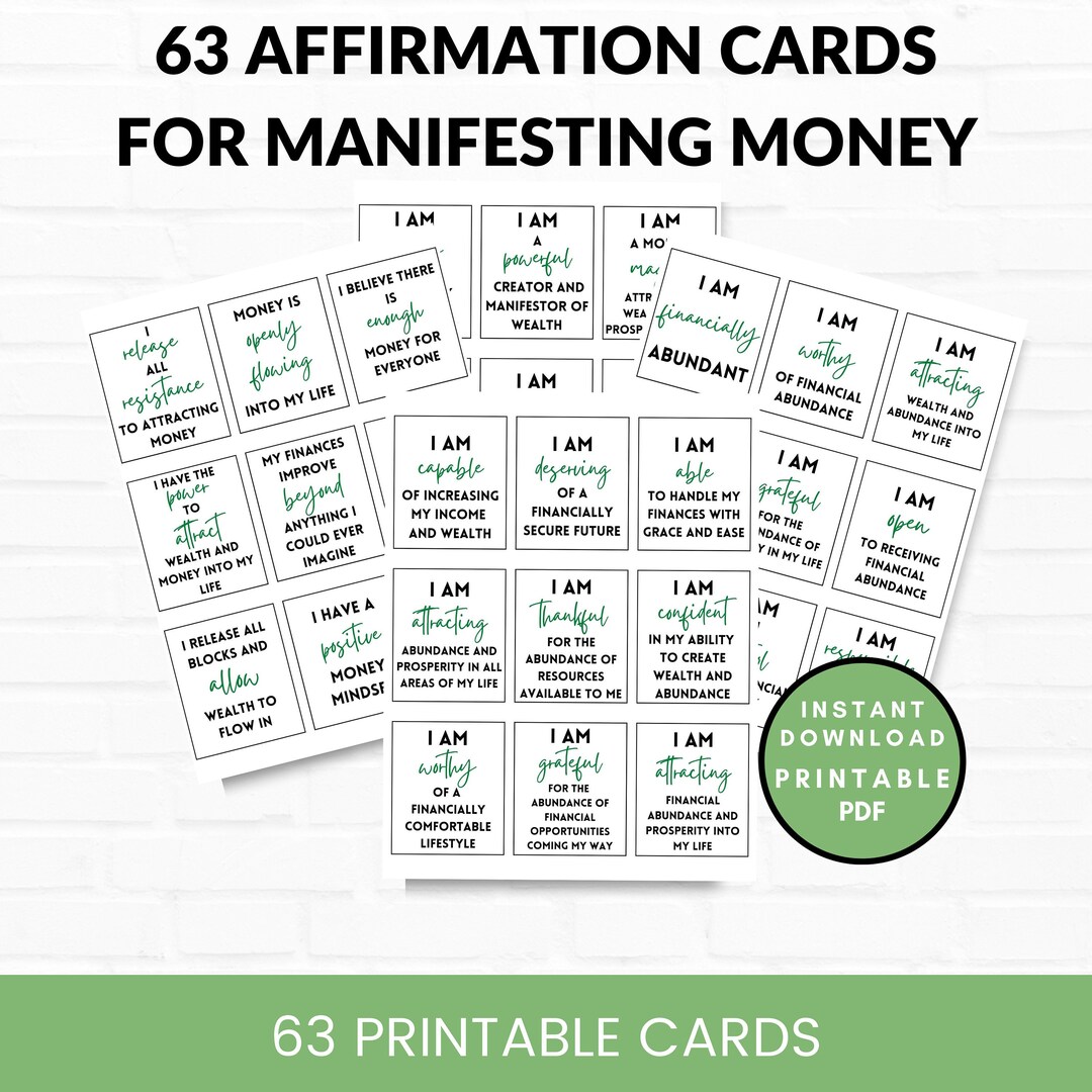 Money Affirmation Cards Printable, Affirmation Cards for Money, Wealth ...