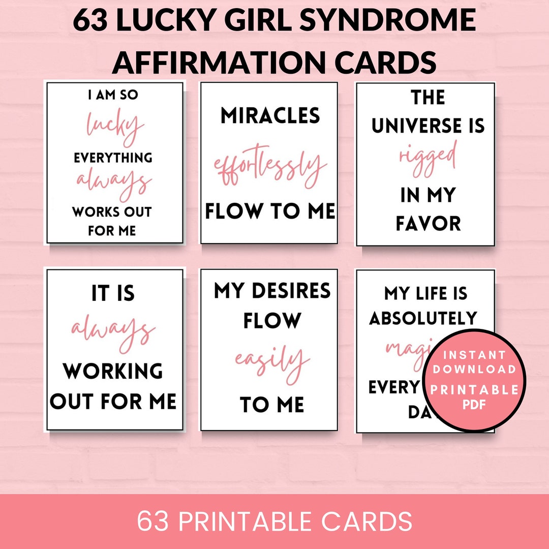 Lucky Girl Syndrome Affirmation Cards Printable Lucky Girl - Etsy