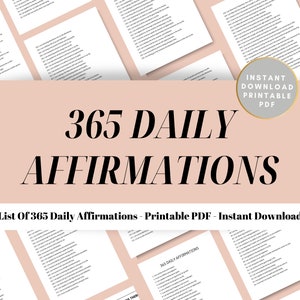 Liste der 365 Affirmationen, tägliche Affirmationen zum Ausdrucken, positive Affirmationen für persönliches Wachstum, Manifestation, PDF, Sofort-Download